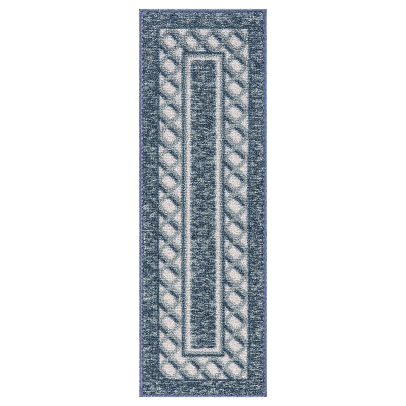 Navy and White Polyamide Non-Slip Rubberback Stair Treads Set