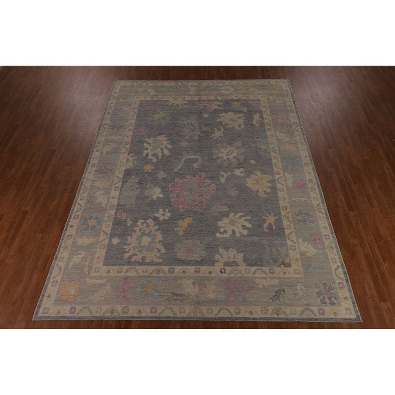 Vegetable Dye Gray Oushak Turkish Area Rug 9x13