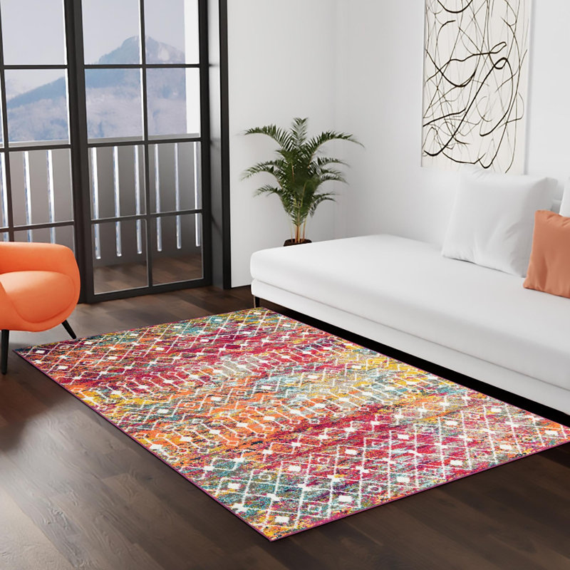 Geometric Indoor Rug, Rectangle 4' x 6'