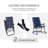 3 Piece Outdoor Patio Furniture Set With Glass Coffee Table & 2 Folding Padded Rocking Chairs, Bistro Style For Porch, Camping, Balcony, Navy Blue