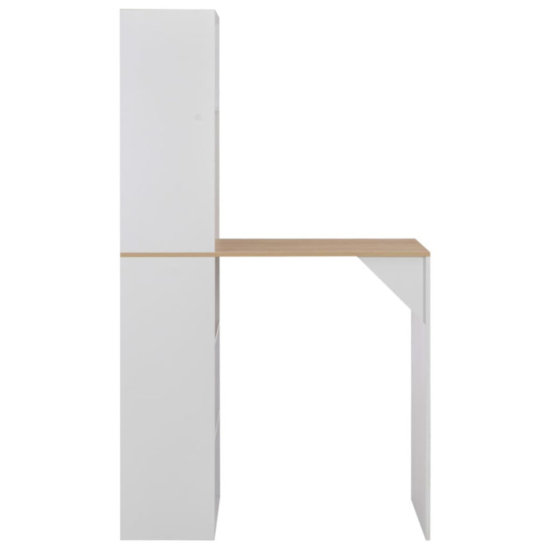 Bar Table Kitchen Pub Table Bistro Table for Dining Room with Cabinet, White/Oak