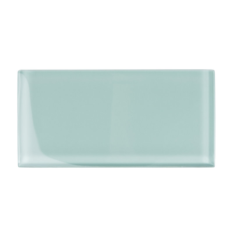 3"X 6" Polished Glass Subway Tile, Light Blue