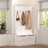 Entryway Bench with Standing Coat Rack, Hall Tree with Shoe Storage Bench, Entryway Organizer with 5 Hooks, White