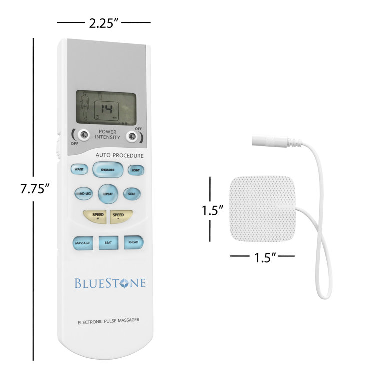 Bluestone Tens Handheld Electronic Pulse Massager with 8 Pads