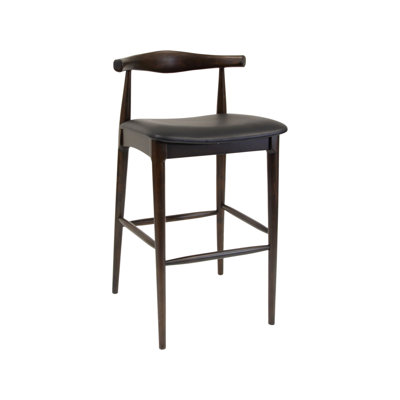 Indoor Rubberwood Barstool in Walnut Finish w/ Black Vinyl Seat