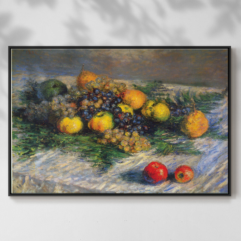 Nature morte encadrée sur toile par Claude Monet, Toile avec cadre flottant noir, H 25 po x l 37 po x P 2 po