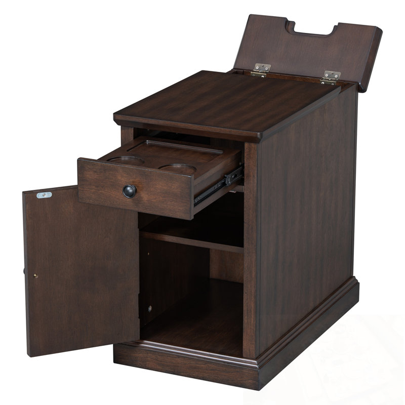 Table de bout avec ports USB et rangement, Espresso antique