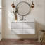   Ensemble de meuble-lavabo mural ovale simple de 42 po avec comptoir à quartz blanc de Carrare, Ensuko-768364785-768364787