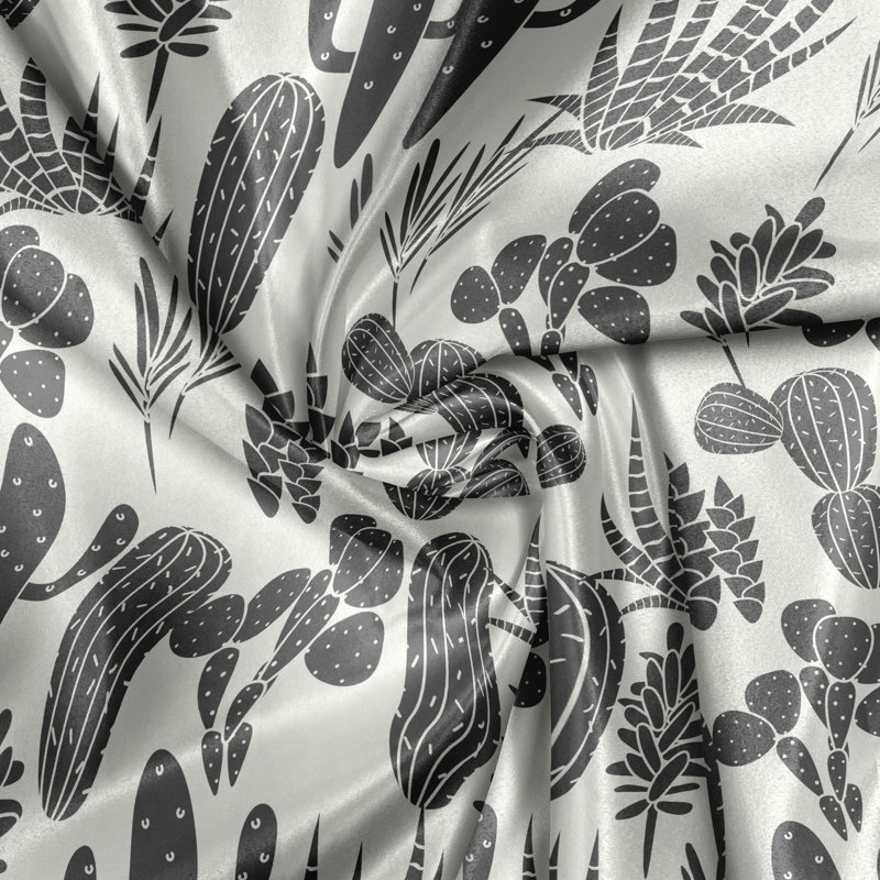 Rustic curtain, Cacti plant grayscale, ivory gray