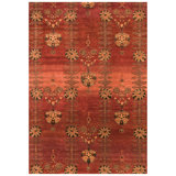 Wool Geometric Area Rug in Red/Orange