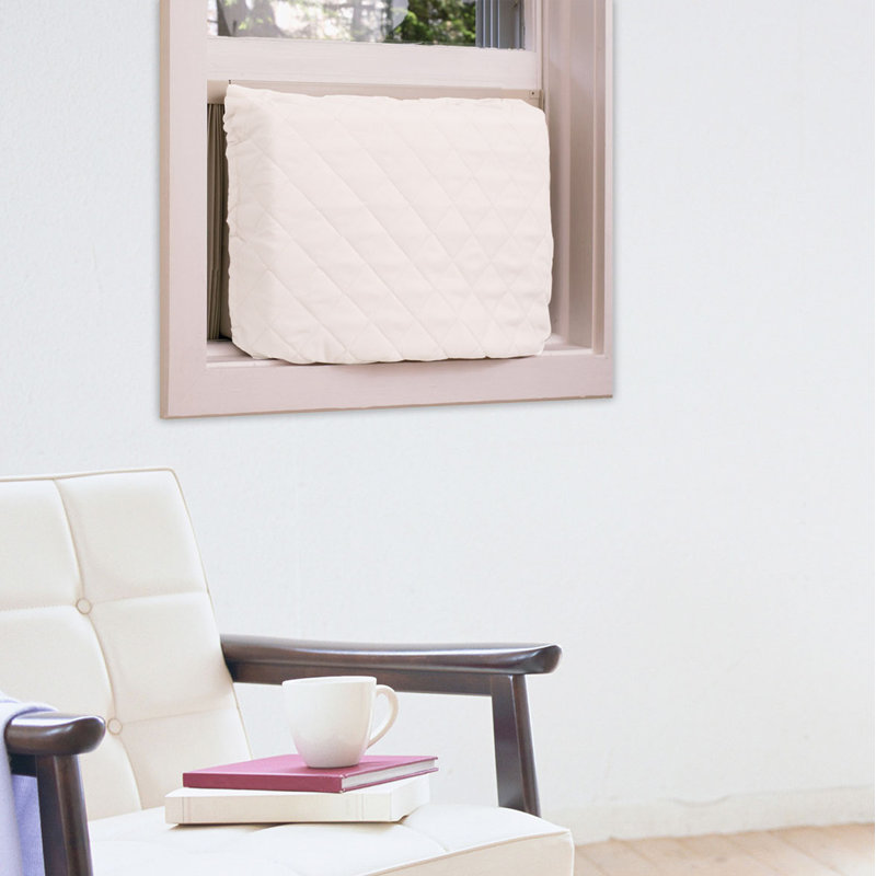 Beige Quilted Indoor Window Air Conditioner Cover