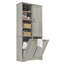 Armoire de rangement autoportante en chêne avec panier à linge inclinable, portes, tiroirs et tablettes réglables