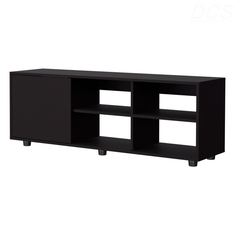 Meuble télé avec porte et rangement ouvert, meuble télé, Wengé