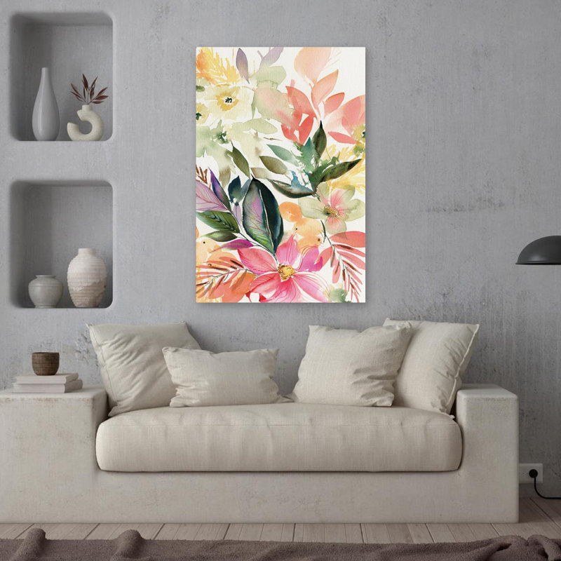 Jolie fleur pastel - art floral vert, H 36 po x l 24 po