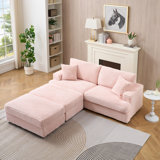 79.3'' Corduroy Comfortable 3 Seater Sofa  With Ottoman