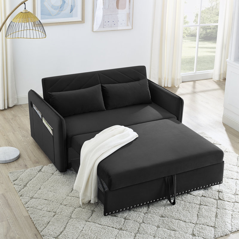 Futon rembourré Araluen 55, Velours noir