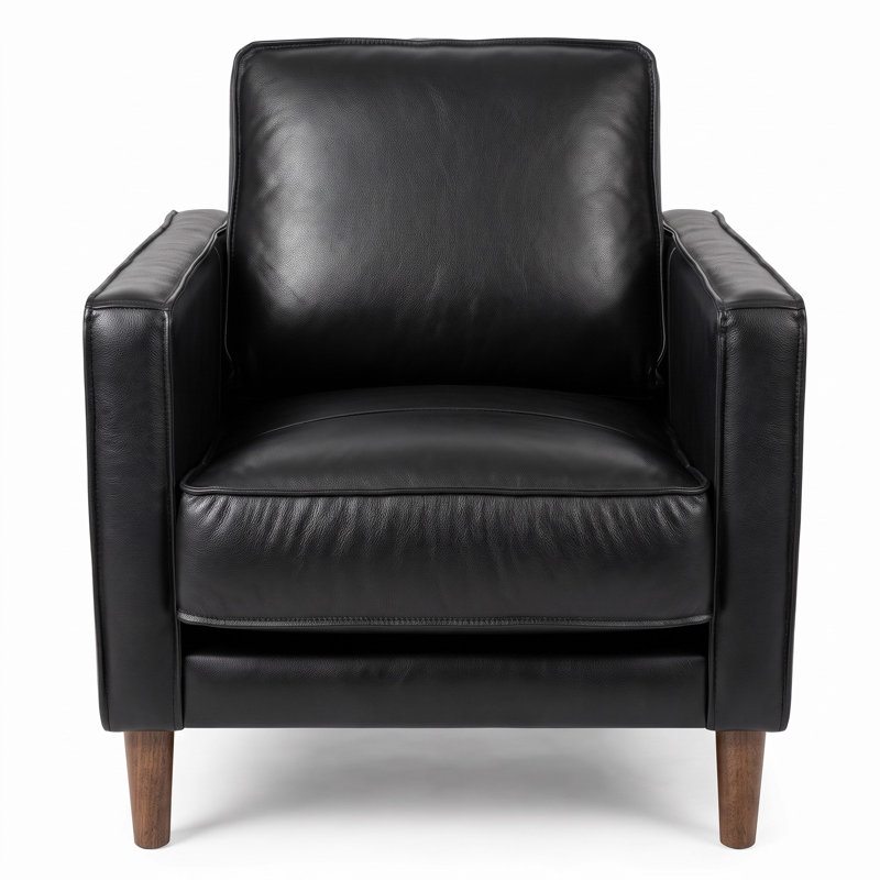 Armonni Upholstered Armchair, Black Genuine Leather