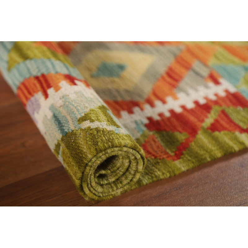 Geometric Wool Kilim Oriental Rug 3x4