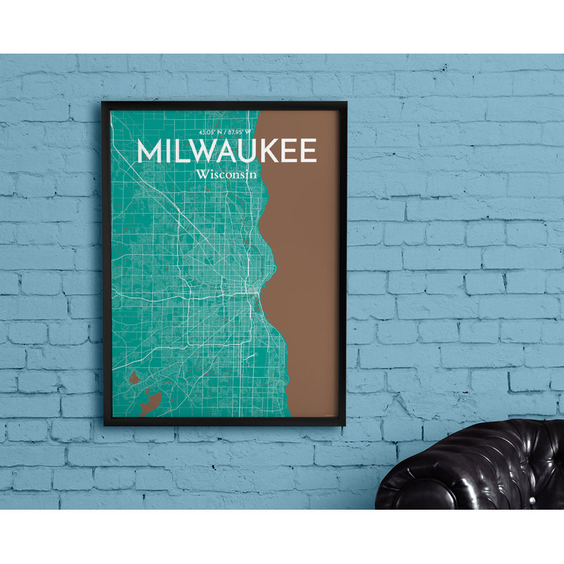 Milwaukee City Map - No Frame Print, 91.4cm H x 61cm W x 0.13cm D