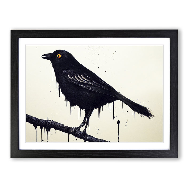 Crow Bird Splash Vol.3 - Framed Print, Black, 46cm H x 64cm W x 2cm D