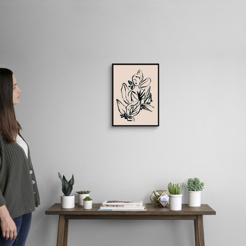 Foliage figure I, art mural sur toile, Toile avec cadre noir, H 18 po x l 14 po