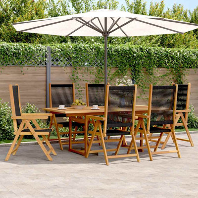 6 - Person Acacia Patio Dining Set with Extendable Rectangular Table