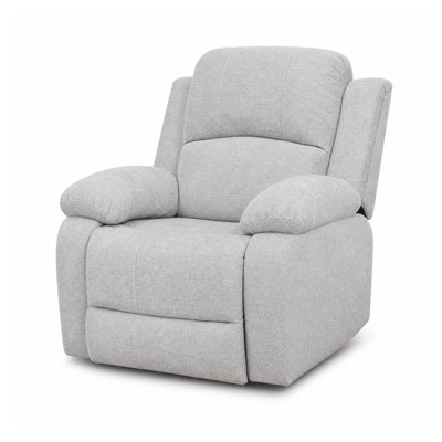 Fauteuil inclinable manuel en tissu gris, fauteuil rembourré de 35 po de largeur avec dossier réglable de 110 à 115 degrés, accoudoirs coussinés et repose-pieds extensible