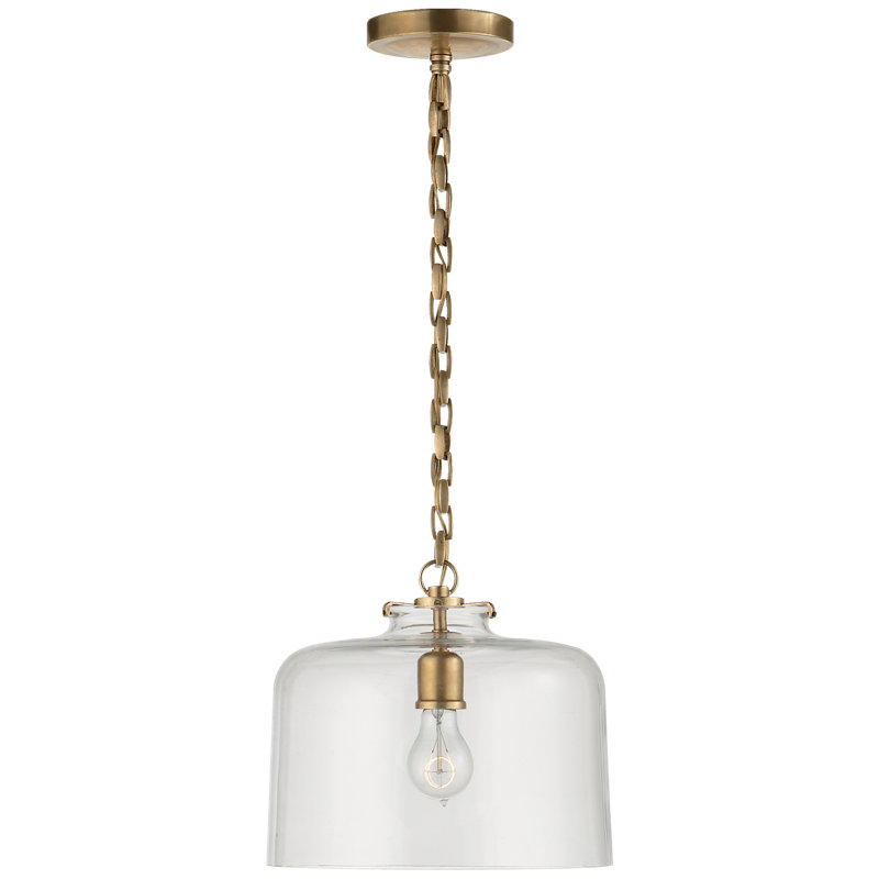 Thomas O'Brien Katie Dome Pendant, Antique Brass, Clear