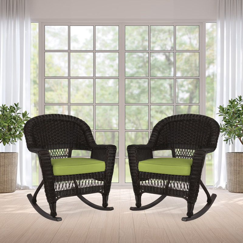 Chaise berçante en osier Raenesha, Espresso, Vert