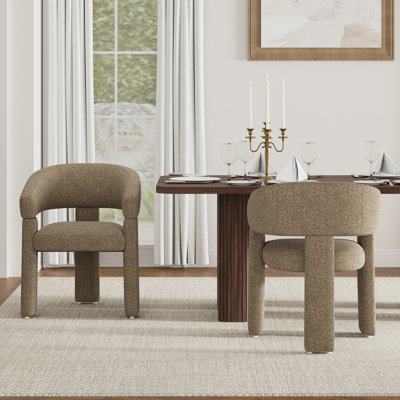 Chaise de salle à manger rembourrée avec accoudoirs tonneau