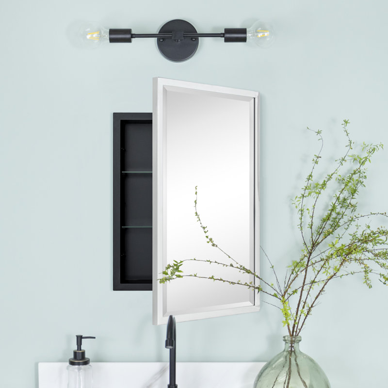 Armoire à pharmacie encastrée avec miroir et tablettes réglables Haddison, 24 po x 16 po, Chrome