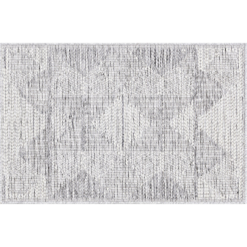 Tapis intérieur / extérieur gris et crème April, Rectangulaire 2 pi x 3 pi