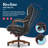 La-Z-Boy Delano Big & Tall Executive Office Chair, Ergonomic Mid-Back with Body Pillow Lumbar Support, ComfortCore® with Memory Foam Cushion, Mahogany Wood Arms and Swivel Base, Bonded Leather-39420212
