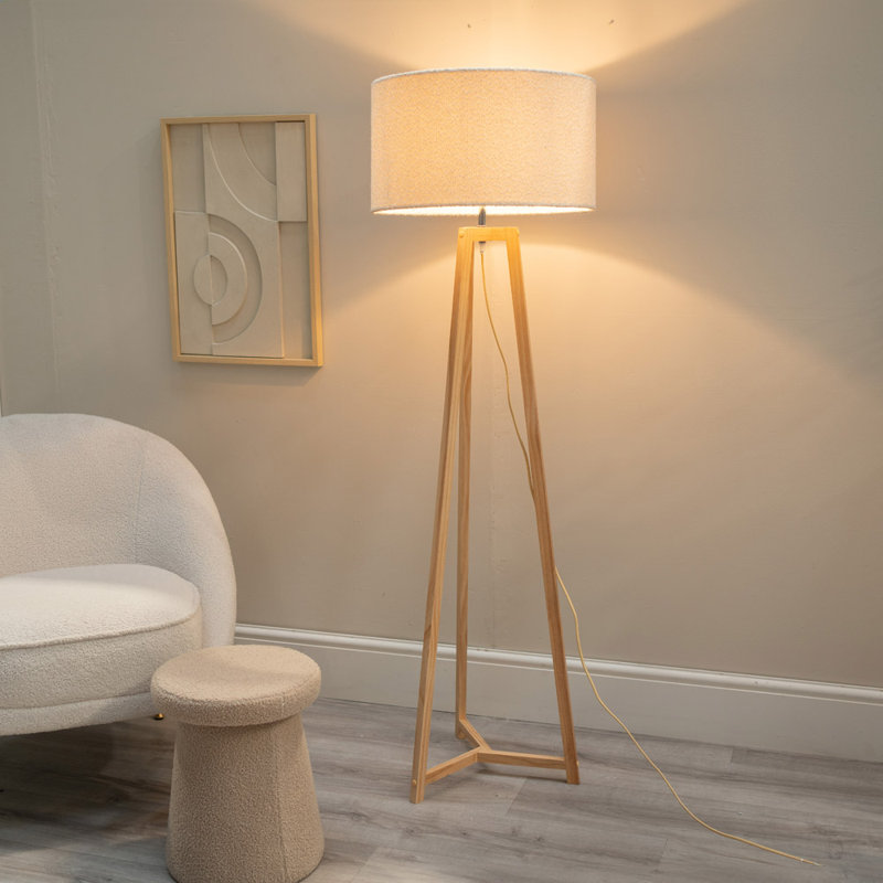 Rhavyn 148 H cm Traditional Floor Lamp, Cream, Natural