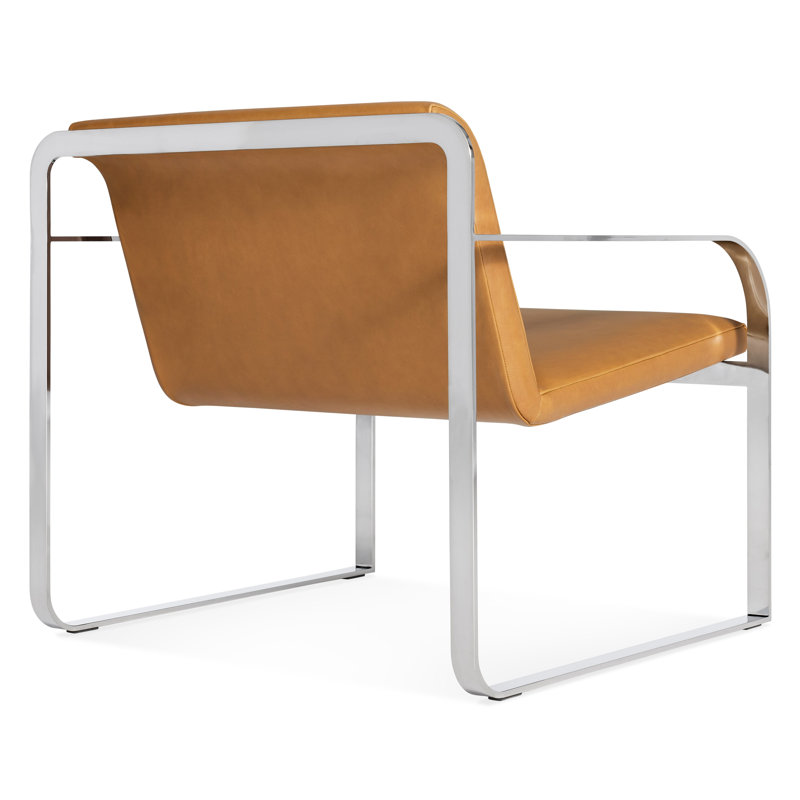 Skald Lounge Chair, Canyon Genuine Leather, Polished Chrome