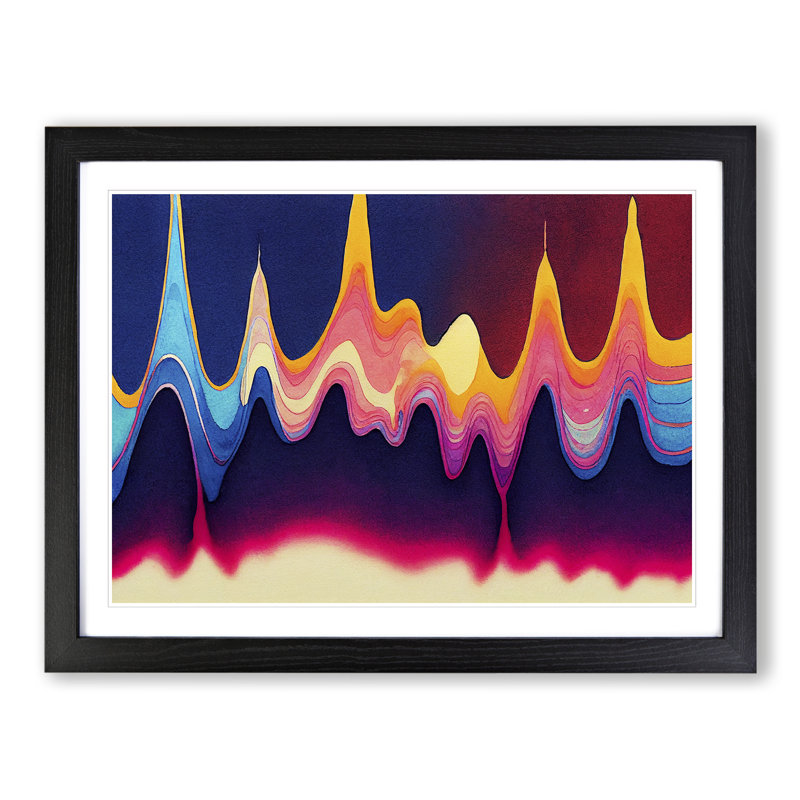 Audio Soundwave Art Vol.3 Abstract - Single Picture Frame Print, Black Framed, 25cm H x 34cm W x 2cm D