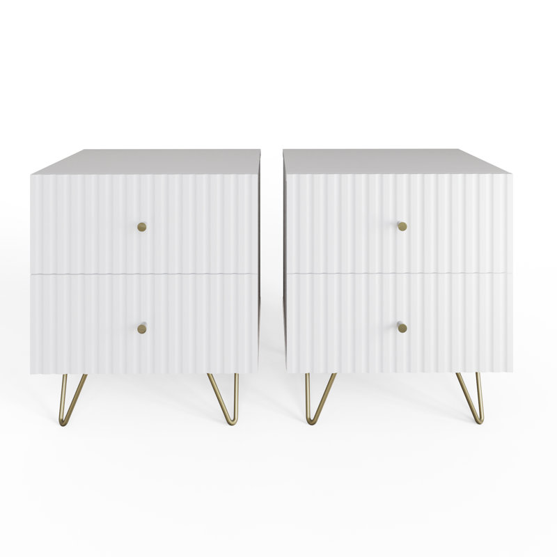 Alipio 40cm W Manufactured Wood Bedside Table, White