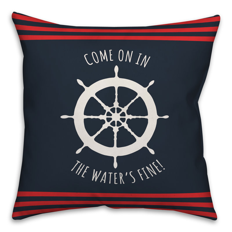  Coussin décoratif «Come on in the water», 16 po x 1 po, Pas de bourre