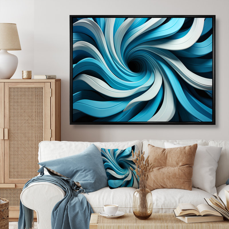 Op Blue Focus VII sur toile, Cadre flottant noir, H 30 po x l 40 po x P 1,5 po