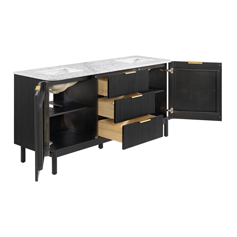 Meuble-lavabo double 72 po Nova, Bouleau noir