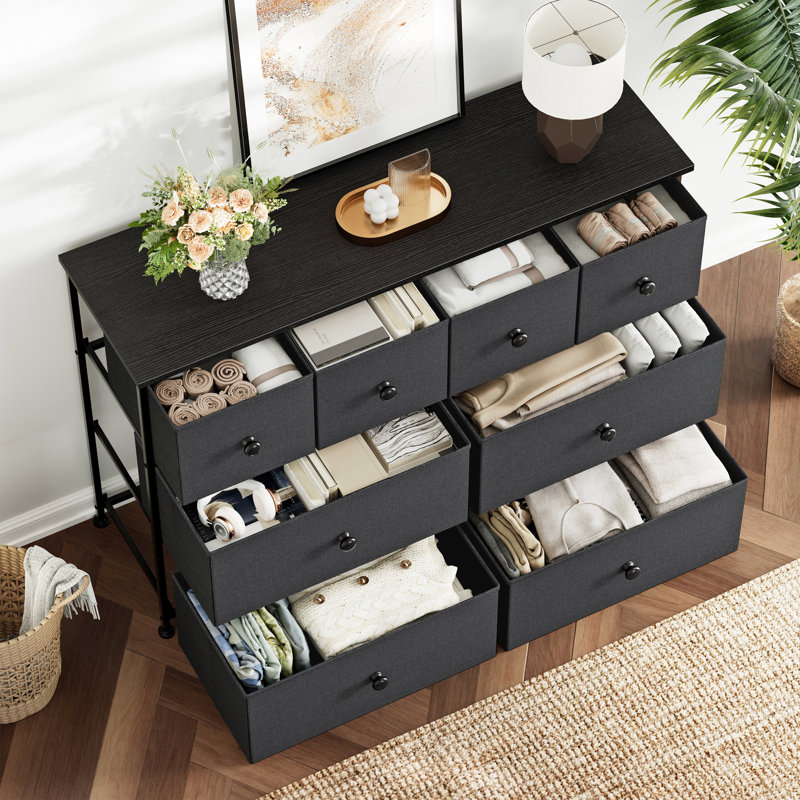 Ojaswi 8 Drawer 104.1Cm W Dresser, Black Grey