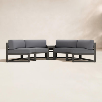 Bergeron Outdoor Curved Patio Sectional with Sunbrella Cushions
