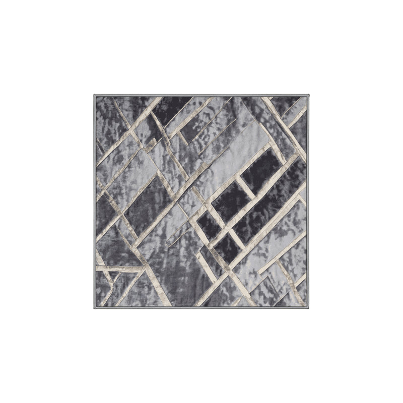 Machine Washable Gray Area Rug, Square 6'