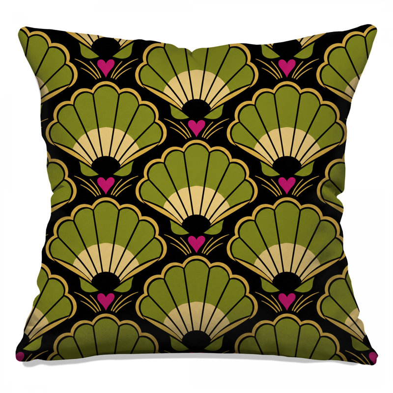 Coussins décoratifs Green Art Deco Shells, 18 x 18 inches