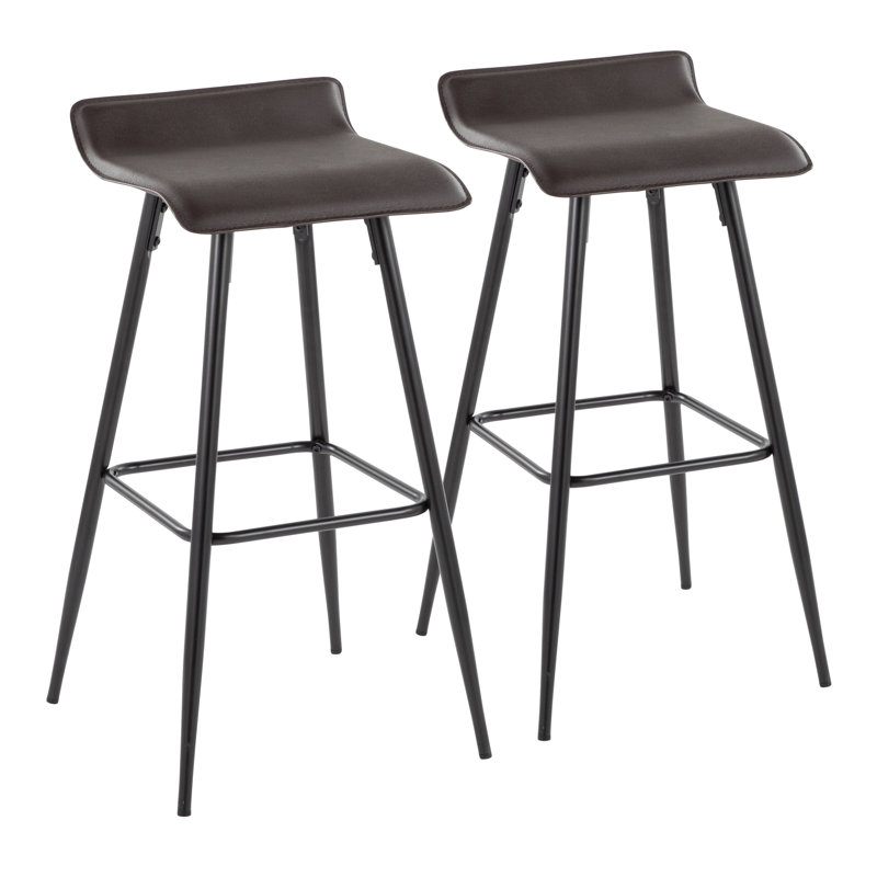 Camargo Fixed-Height Swivel Bar Stool with Tapered Metal Legs, Espresso