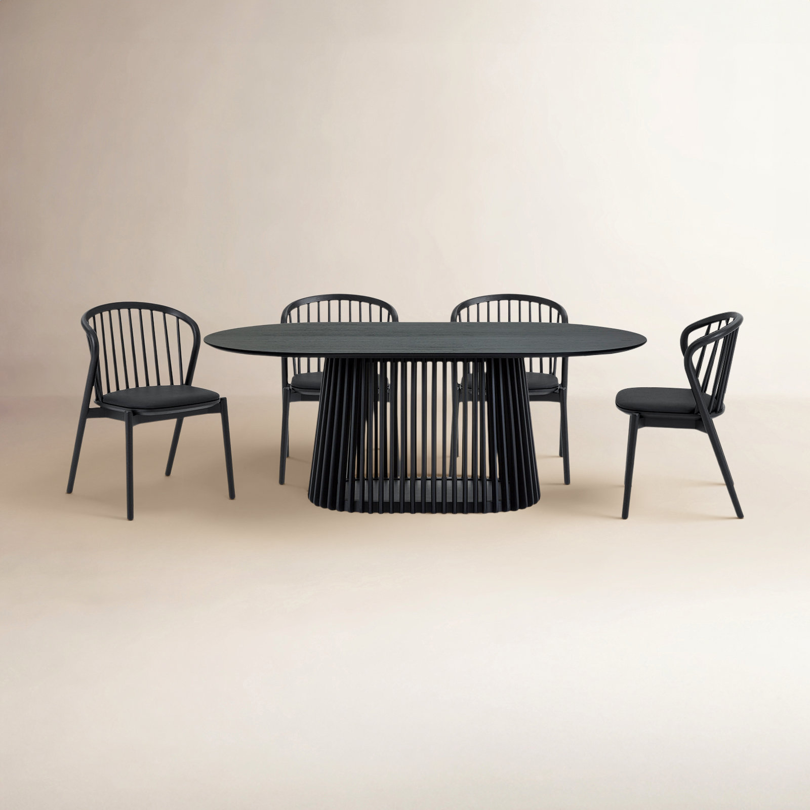 6 - Piece Extendable Dining Set, Black, Black