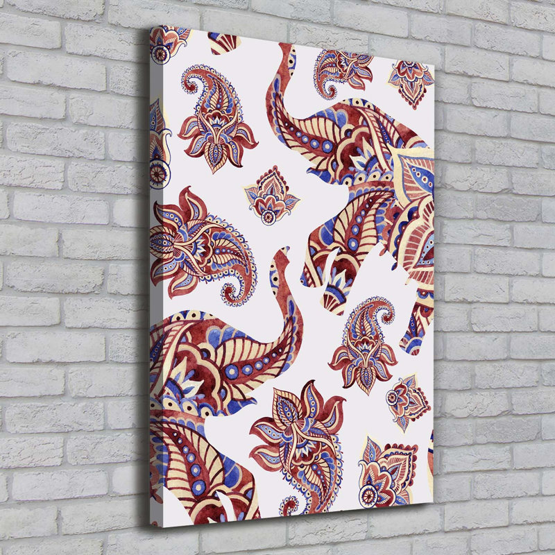 Ethnic Elephant Patterns - Wrapped Canvas Print