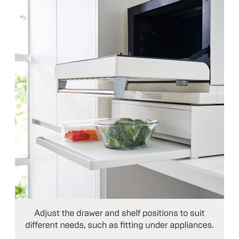 White Steel Kitchen Countertop Organizer with Pull-Out Shelf