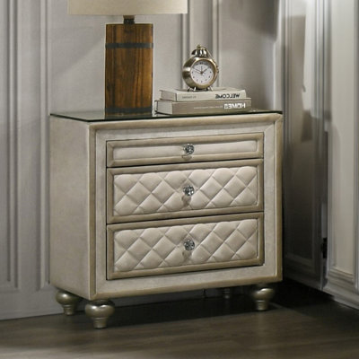 Table de chevet, velours beige