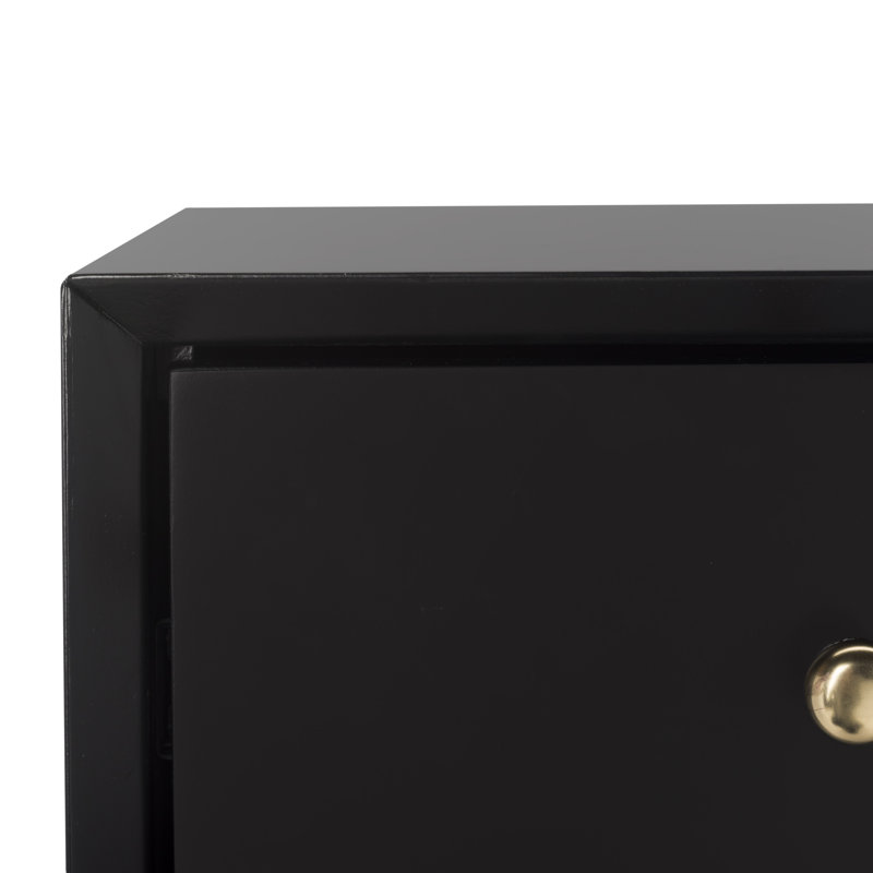Zack 6 Drawer Wood Dresser, Black/Brass